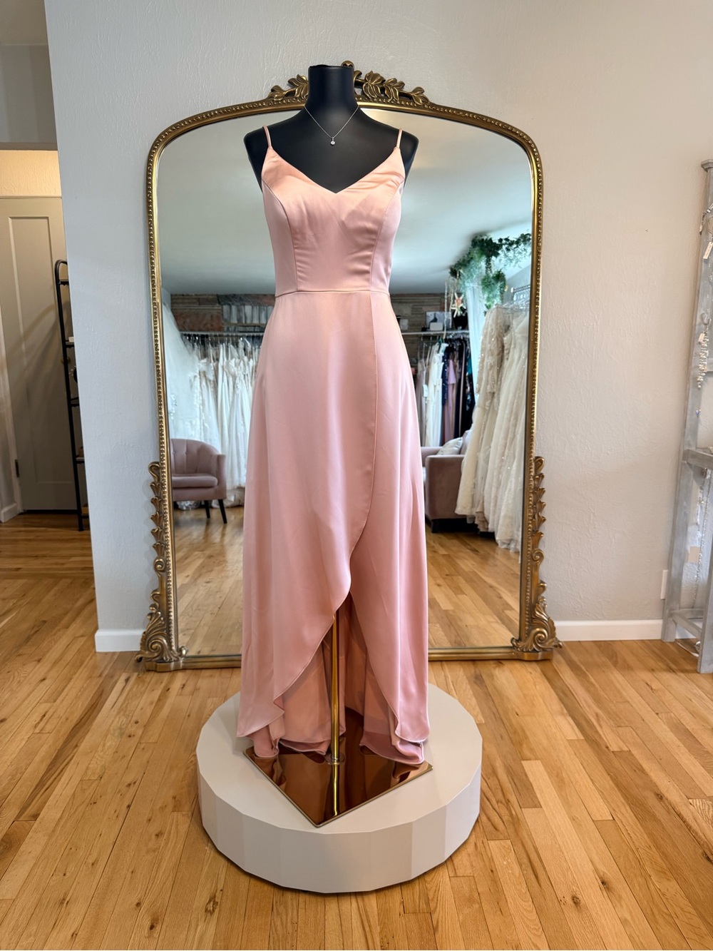 SORELLA VITA Dusty Blush Spaghetti Strap High-Low Gown